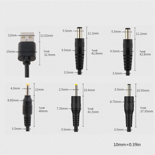 Καλώδιο φόρτισης USB Universal USB σε DC 5.5x2.1 5.5x2.5 3.5x1.35 4.0x1.7 2.5x0.7 Καλώδιο φόρτισης 1