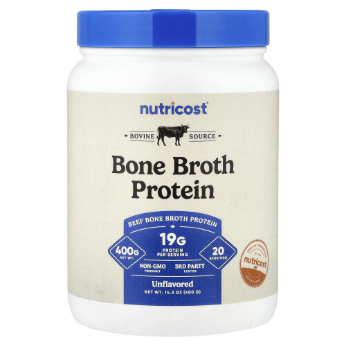 Nutricost, Bone Broth Protein, Ongevoopt, 14,3 oz (400 g)