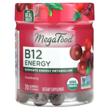 MegaFood, B12 Energiu, Cranberry, 70 Gummies
