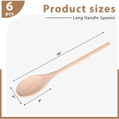 Conjunto de 3 colheres de madeira de 30 cm (12 polegadas), colheres ovais de cabo longo para cozinhar, misturar e degustar. 1