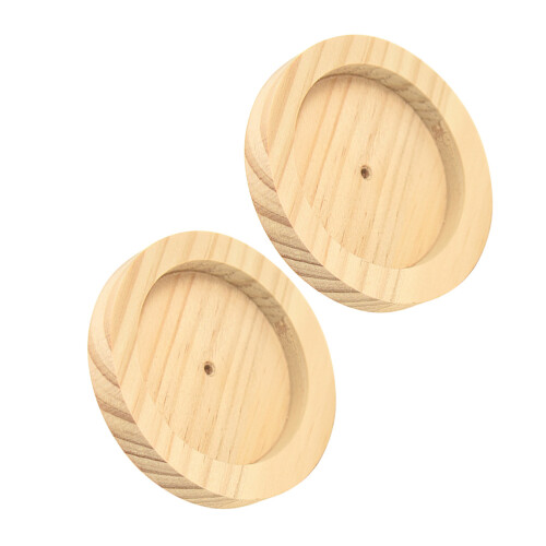 4Stk Hamster Futterhalter Holz Khaki Rund Futterspender Robust