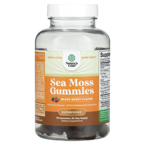 Nature's Craft, Zee Moss Gummies, Gemengde Bessen, 90 Gummies