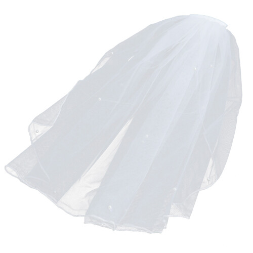 2Pièces Voiles Courts Blancs Perles Pour Coiffe