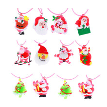 24Pcs Flash LED Christmas Necklace Kids Cartoon Patterns Party Jewelry