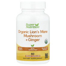 Super Nutrition, Ökológiai Medvefej Gomba + Ginger, 60 Veggie Kapszula