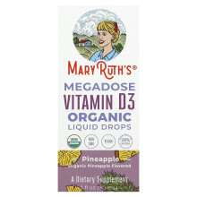 MaryRuth's, Mega dawka witaminy D3 w formie płynu Organic Liquid Drops, Ananas, 1 fl oz (30 ml)