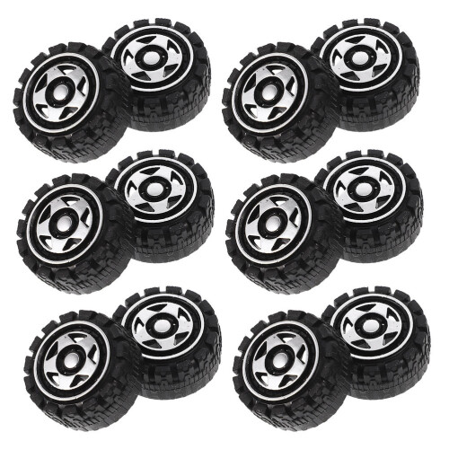 90Pièces Roues DIY Noires Pour Jouets Enfants Assemblage Voitures 1