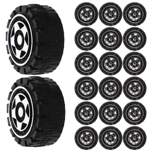 90Pièces Roues DIY Noires Pour Jouets Enfants Assemblage Voitures 2