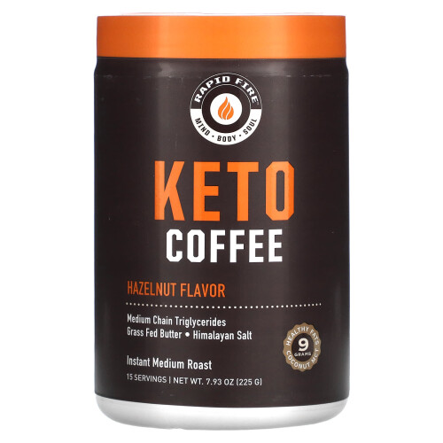 RAPIDFIRE, Keto Kaffe, Hazelnut, Instant, Medium Roast, 7,93 oz (225 g)