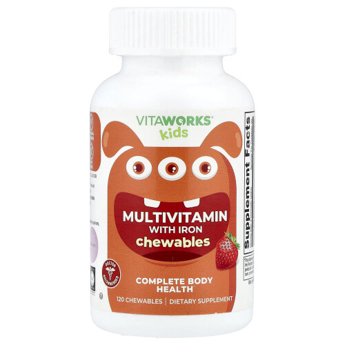 VitaWorks, Kinderen, Multivitamine Met IJzer, Gemengde Fruit, 120 Chewinggummies