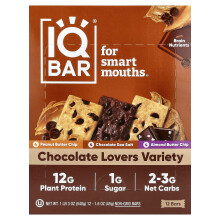 IQBAR, Barrette di Proteine Vegetali, Varità per Amanti del Cioccolato, 12 Barrette, 1,6 oz (45 g) Ogni