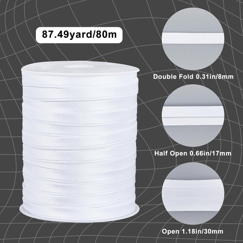 White satin bias tape 10mm double-fold 80m 1