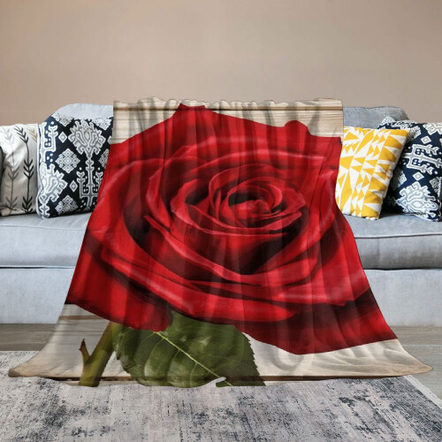 Red Rose Flannel Throw Blanket 40 x 50 in 1