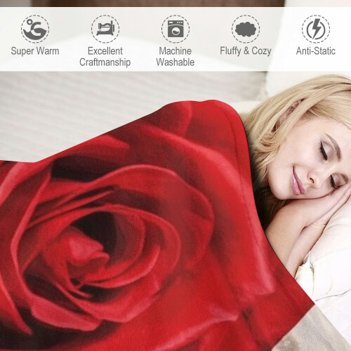 Red Rose Flannel Throw Blanket 40 x 50 in 2