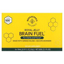 Beekeeper's Naturals, kuningatar mehun aivoaine, 6 vialla, 0,35 fl oz (10 ml) Kunkin