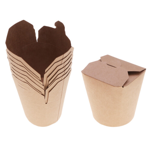 50Pcs Kraft Paper Containers with Foldable Lids for Meal Prep