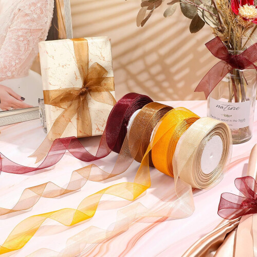 Herfst transparant chiffon lint, 4 rollen, 200 yards 1