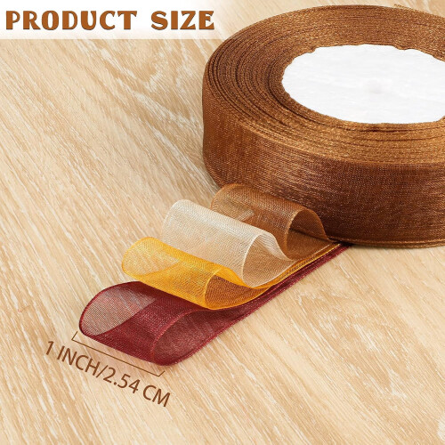 Herfst transparant chiffon lint, 4 rollen, 200 yards 2