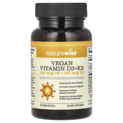 NatureWise, Vegan Βιταμίνη D3 + K2, 60 Vegan Softgels