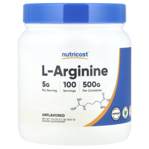 Nutricost, L-Arginina, Sem Sabor, 17,9 oz (500 g)