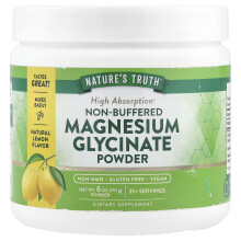 Nature's Truth, Nicht-pufferendes Magnesium-Glycinat-Pulver, Natürliche Zitrone , 6 oz (170 g)