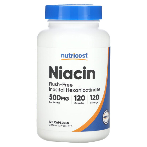 Nutricost, Νιασίνη, Φούλ-Φράι, 500 mg, 120 Φιάλες