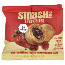 Smash Foods, Snack Bites, Zonnebloemboter & Aardbeienjam, 5 Bites, 1.8 oz (50 g)