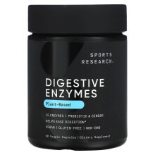 Sports Research, Plant-Based Digestive Enzymer, 90 Veggie Kapsler