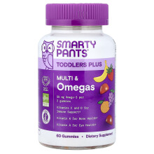 SmartyPants, Peuter Plus, Multi & Omegas, Graan, Oranje, & Strawberry Banana, 60 Gummies