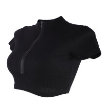 2St Zwarte Gym Shirts Dames Ademend Comfortabel Stretch