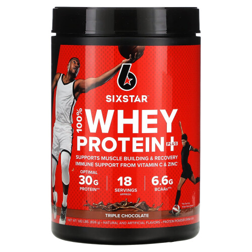 SIXSTAR, 100% Whey Eiwit Plus, Triple Chocolate, 1,82 lbs (826 g)
