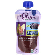 Plum Organics, Alimenti per Bambini Organici, 6+ Mes, Pere, Carota Viola & Mirtillo, 4 oz (113 g)