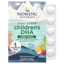 Nordic Naturals, Nordyckie Naturalne, Zero Cukru Dziecięcy DHA, Wiek 3+, Owoce Passiona i Cytryny, 250 mg, 30 Gummowych Żuczek
