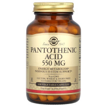 Solgar, Pantoteenihappo, 550 mg, 100 kasvissyöjäkapselia
