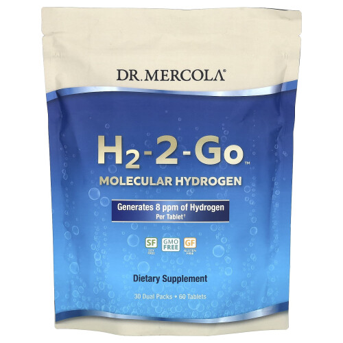 Dr. Mercola, H2-2-Go, Molekularwasserstoff, 30 Doppelpackungen, 60 Tabletten