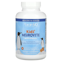 BrainMD, Dzieci, Neurovite  Multivitamin, Cytryna, 120 Penguin Chewable