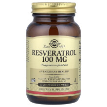 Solgar, Resveratrol, 100 mg, 60 Kasvikset Pillerit