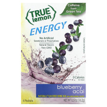 True Citrus, True Lemon, Energia, Acai Blu, 6 Bustine, 0.095 oz (2.7 g) Each