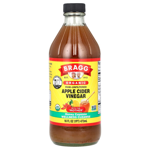 Bragg, Æblecideræbleeddik med moder, Honning Cayenne, 16 fl oz (473 ml)