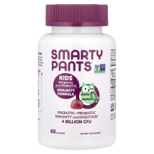 SmartyPants, Kinderprebiotische en Probiotische Gummies, Immuunformule, Graanappel, 60 Gummies
