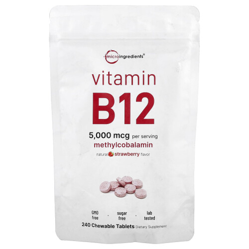 Micro Ingredients, Βιταμίνη B12, Στρωνγκέρι, 240 Chewable Tablets (2,500 mcg per Tablet)