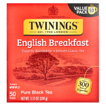Twinings, Čistá Čierny Čaj, Anglický Snidanie, 50 Čajových Váfcí, 3.53 oz (100 g)