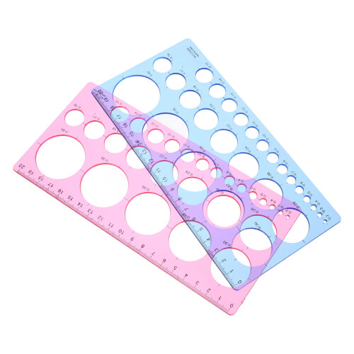 2Pièces Règles Géométriques Plastique Colorées Outils Précis