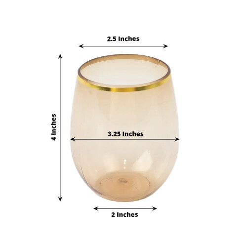 BalsaCircle12Gold Rim12oz Χρυσά πλαστικά ποτήρια κρασιού μιας χρήσης χωρίς στέλεχος 1