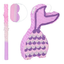 Piñata de sirena con piruleta y máscara