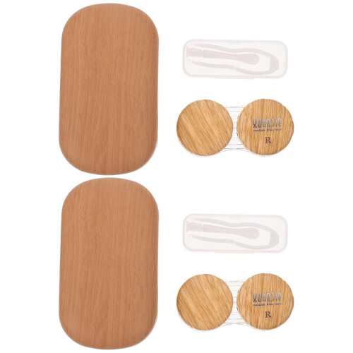 5Ensembles Étui Lentilles De Contact Durable En Cuir Clair 1
