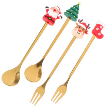 5Ensembles Couverts Dorés En Acier Inoxydable Décoratifs Pour Noël