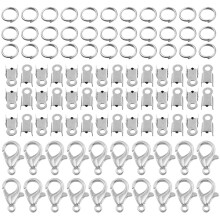 4Ensembles Fournitures DIY Argent, Fermoirs Anneaux De Saut