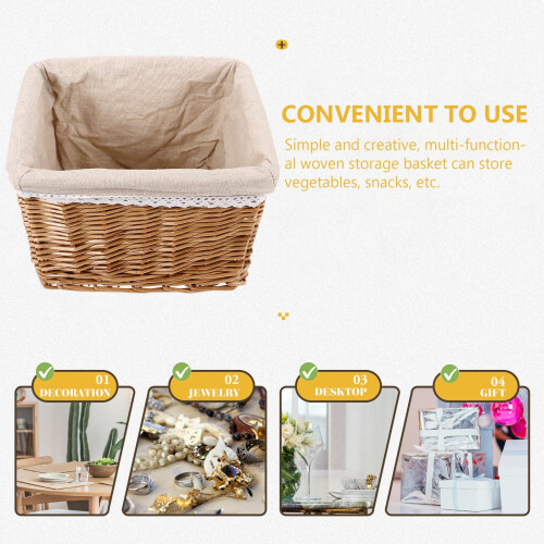 Worgeous Wicker Storage Basket Light Brown for Office Laundry Hamper Use 1Pcs 2