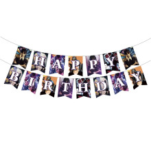 (Banner) Adams The Wednesday Family Theme Birthday Banner Balloon Decor Supplies Party